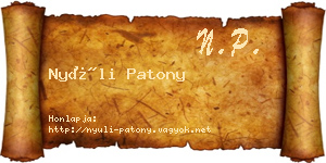 Nyúli Patony névjegykártya